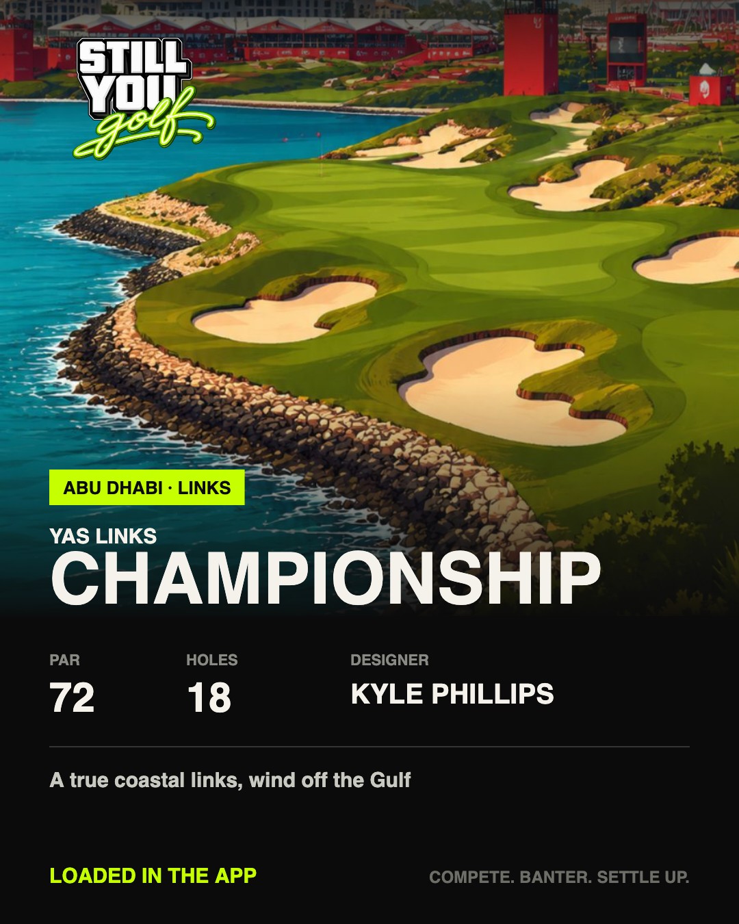 Yas Links Championship Still You Golf course card