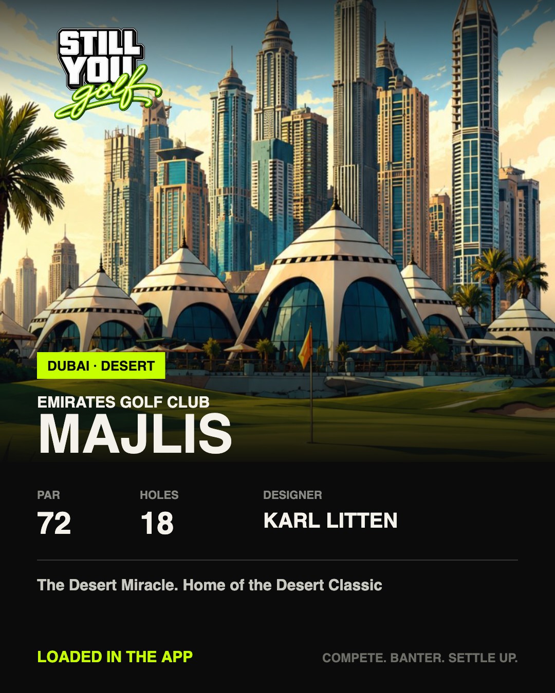 Emirates Golf Club Majlis Still You Golf course card