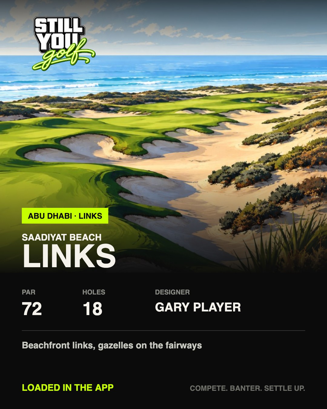 Saadiyat Beach Links Still You Golf course card