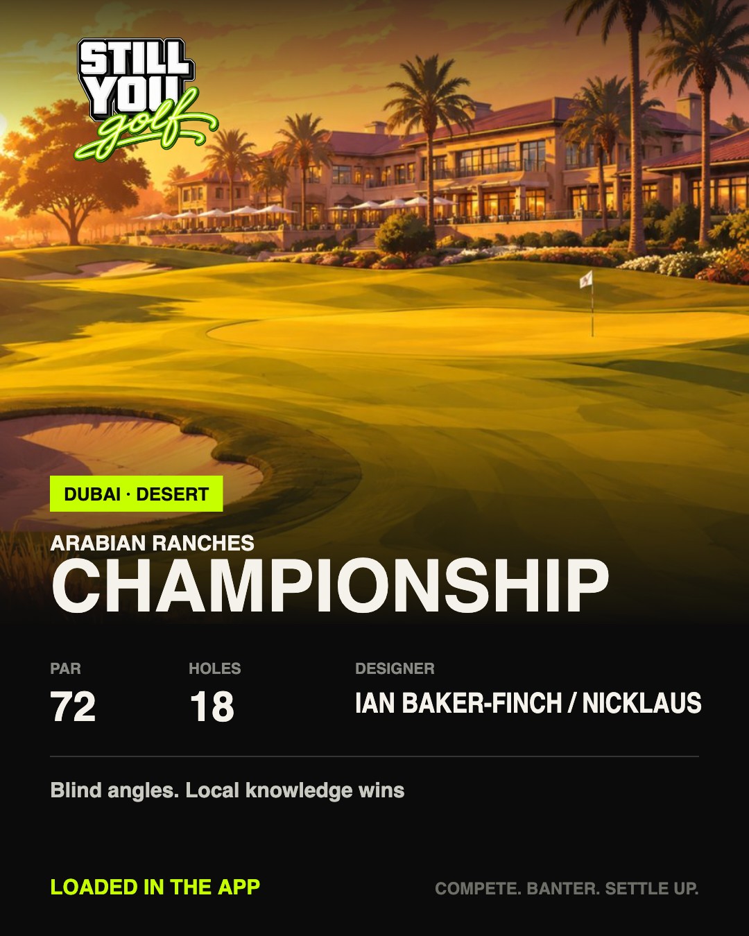 Arabian Ranches Championship Still You Golf course card