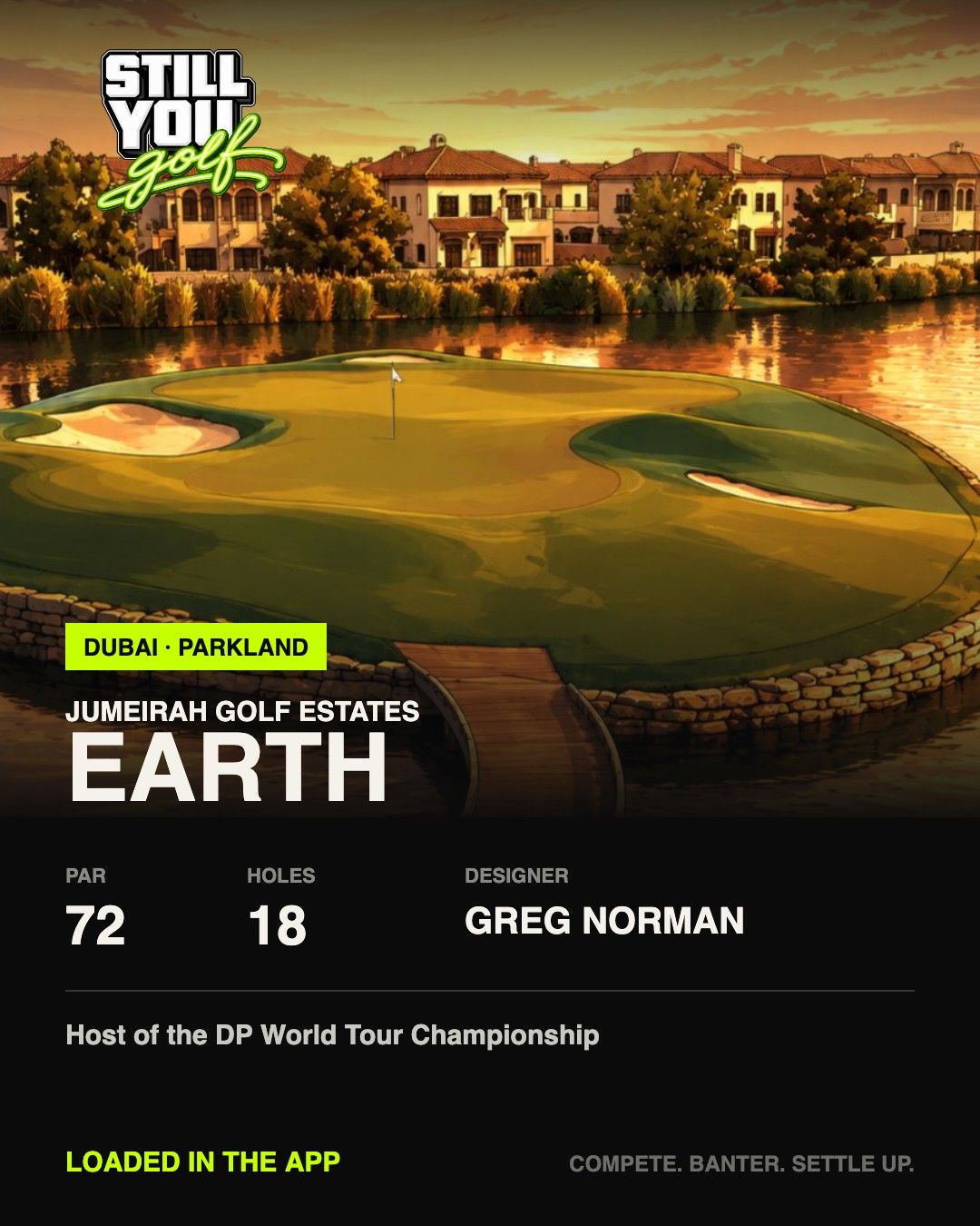 Jumeirah Golf Estates Earth Still You Golf course card