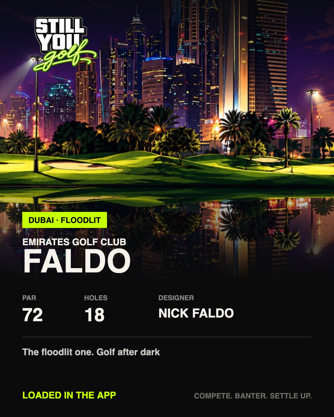 Emirates Golf Club Faldo Still You Golf course card