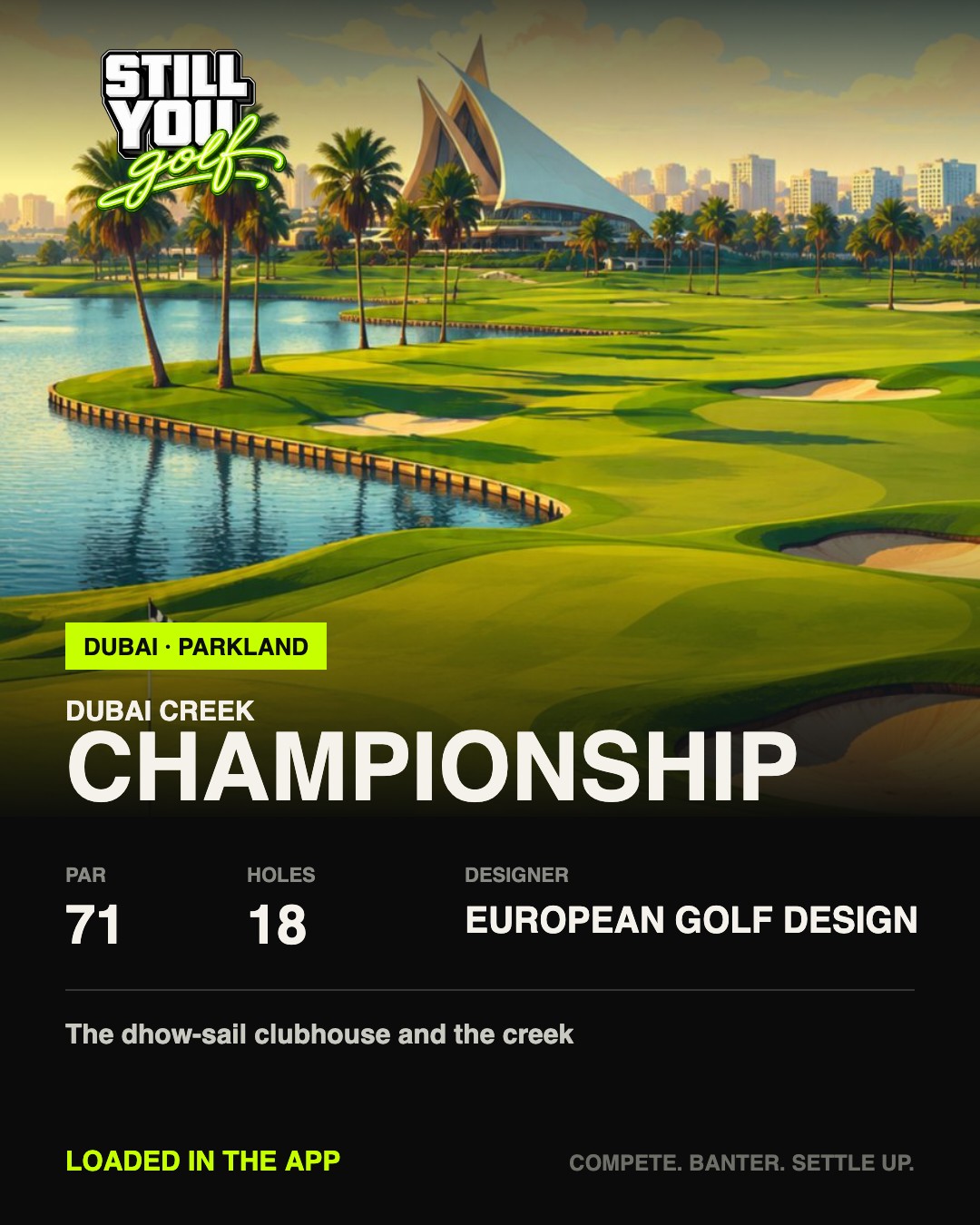 Dubai Creek Championship Still You Golf course card